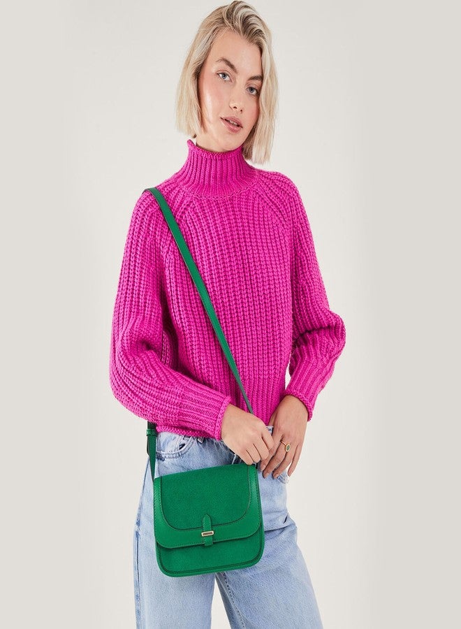 أكسيسورايز حقيبة كروس بودي من اللباد الأخضر من أكسسورايز لندن للنساء - Image 3